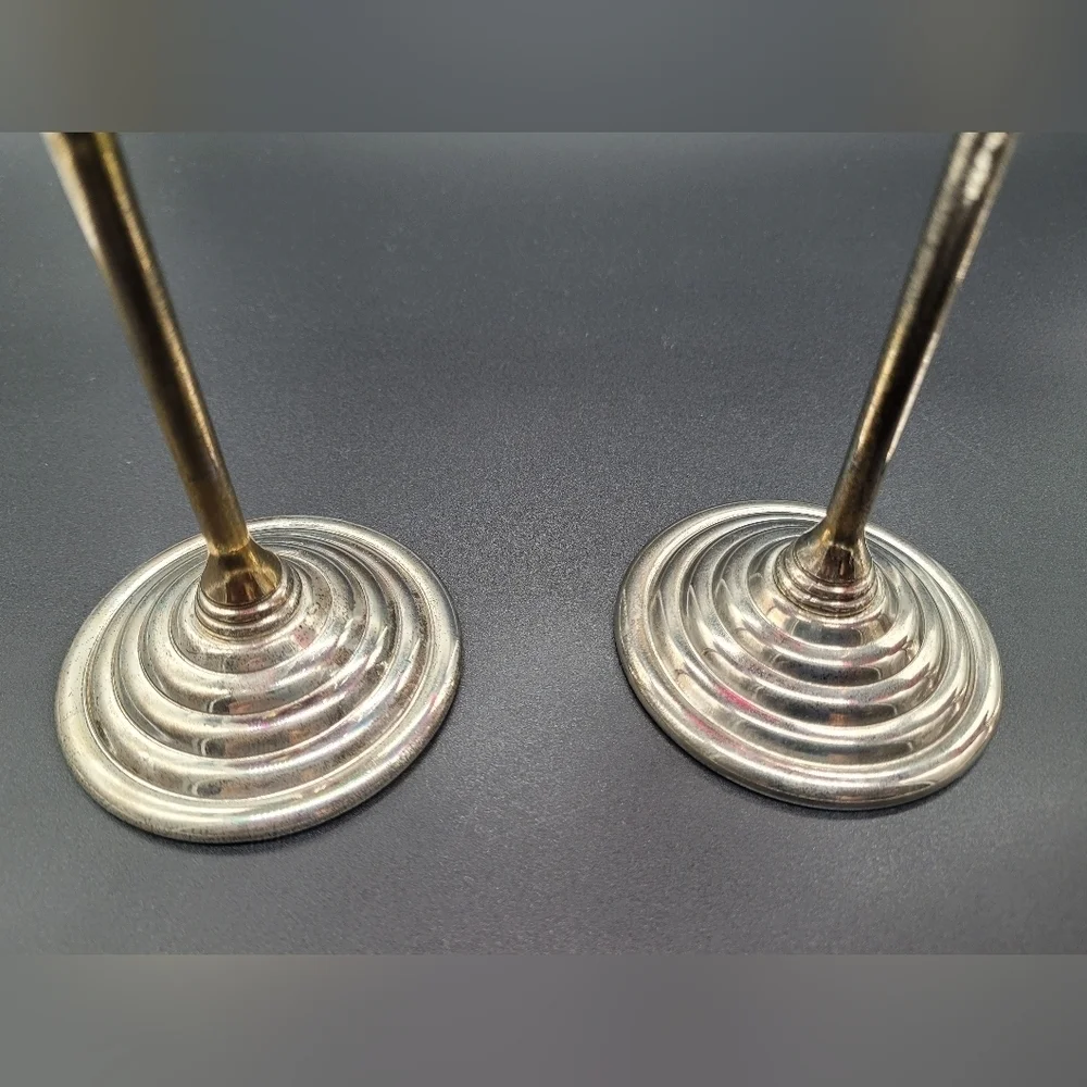 Ruby Red Glass Balloon Wine Glasses Silver Metal Stem Stepped Foot Set of 3 Vtg‍